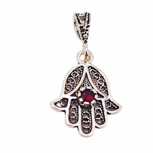925 silver pendant FATIMA hand with red zircon brand OSNOR