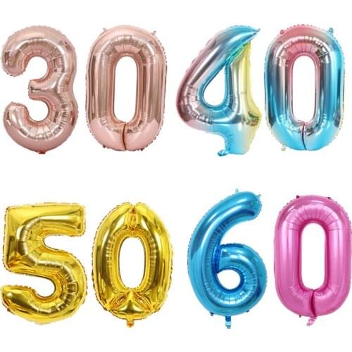 2pcs 32inch Number Foil Balloons Birthday Ballons Helium Air Balon Happy Birthday Party Decorations Adult Party Baloons Supplies