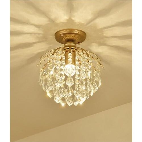 Modern LED Crystal Chandelier Light Living Room Decoration Golden Pendant Lamp American Mini Crystal Lampshade Chandeliers