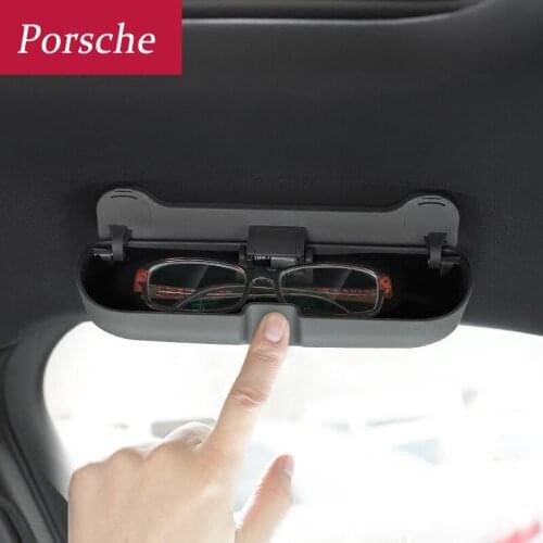 Car styling Sunglasses storage Box Sunglass Eye Glasses Holder Box Case For Porsche Macan Cayenne Panamera Auto Accessories