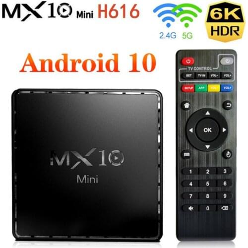 MX10 Mini Android10.0 Smart TV Box H616 Quad-Core Allwinner 2.4G&5G Wifi BT4.2 6K 4G 32G Google Media YouTube Player Set Top Box