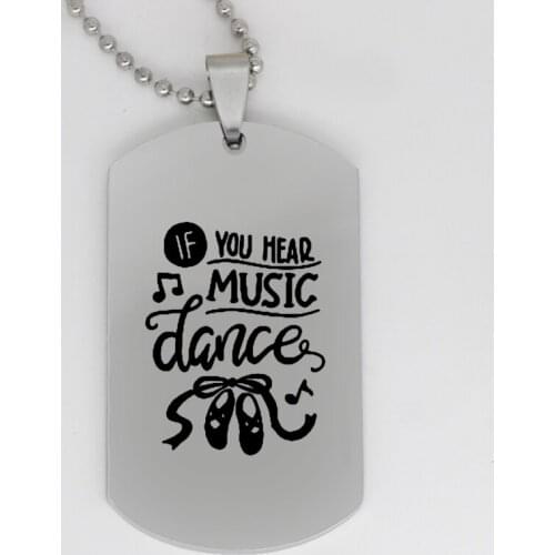 Ufine jewelry inspirational gift pendant army card If you hear music dance stainless steel customed necklace N4201