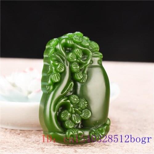 Green Jade Vase Pendant Women Natural Jadeite Amulet Chinese Men Gifts Carved Jewelry Necklace Charm Fashion