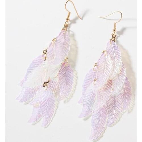 Ex238 Summer Korean version fashion simple tassel resin Leaves earrings 2021 trend Womens Jewelry Accessories