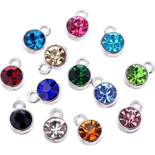 Fashion Silver Color Birthstone Womens Bracelet Necklace Handmade Accessories Colorful Pendant DIY Jewelry Making Supplies