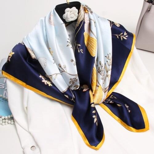 Women Square Silk Scarf 88*88cm Bandana 2021 Brand Shawls and Wraps for Ladies Multifunction Vintage 100% Silk Scarf Headscarves