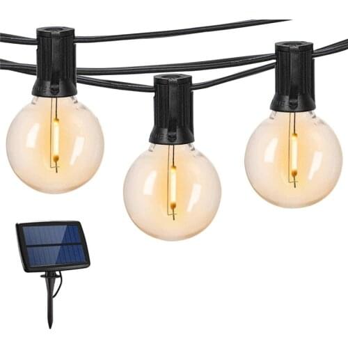 10/25 LED G40 LED Bulb Globe Solar String Lights With Clear Bulb Backyard Patio Lights Outdoor Wedding Globe Garland Light