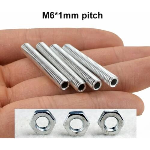 10Pcs/lot, M6*1mm Full Tooth Metal Rob Tube, Whole Threaded Hollow Tube, Tooth Pole, Lighting Accessories
