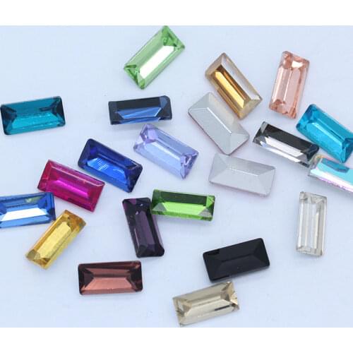 100p 3x7mm color rectangle pointed back fancy stone faceted crystal glass diamante rhinestone nail art Gems jewelry making beads