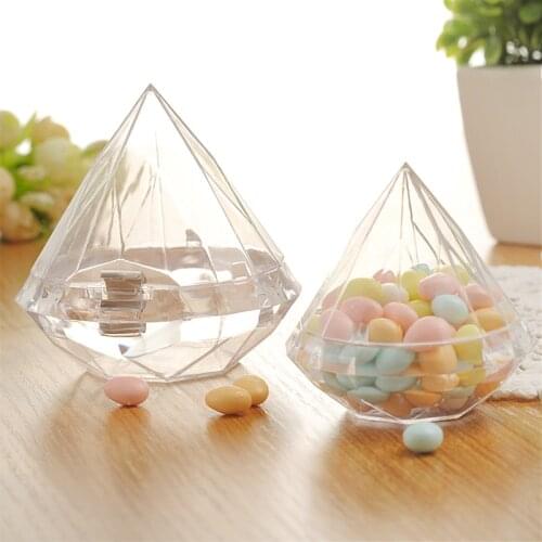 12pcs Hot New Candy Box Food Grade Transparent Plastic Diamond Shape Candy Box Container Halloween Children Food Ttorage