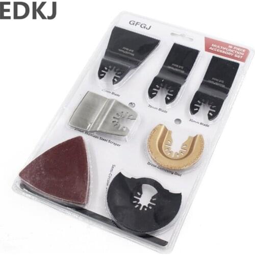 16pcs multi-purpose sawblade universal sawtube sleeve oscillator tool straight scale cutting knife carpentry opening