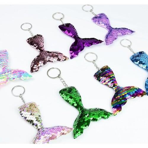 3/6pcs Cute Mermaid Keychain for Women Bags Car Key Phone Accessories Mermaid Tail Keychains Sequins Keyring Decorative Pendants