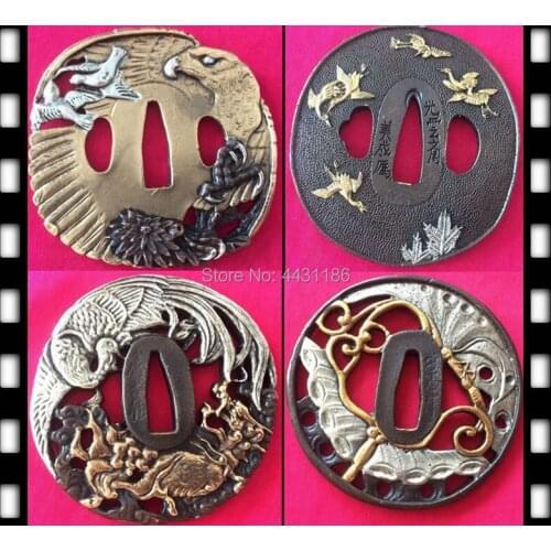 4 Style High Quality Handmade Tsuba Fitting For Japanese Katana Tsuba Sword Accessory Copper Guard