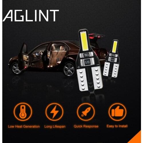 AGLINT 8pcs T10 Led Bulb 194 168 158 501 5W5 7020 SMD 2Chips W5W Interior For Car Dome Reading Lamp Led Bulbs 6000K White DC12V