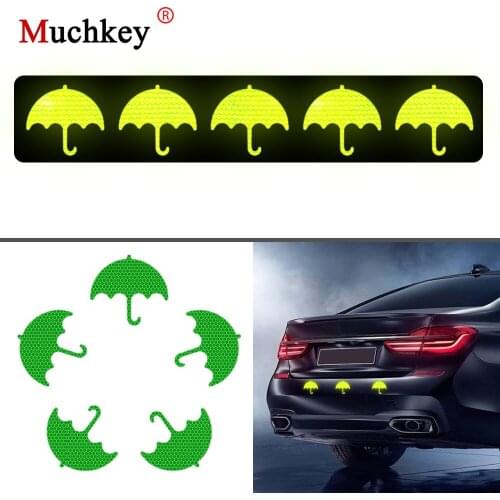Car Sticker Cartoon umbrella-Shaped Safety Reflective Warning Stickers Motorcycle DIY Decoration Decals Waterproof Tags 10Pcs