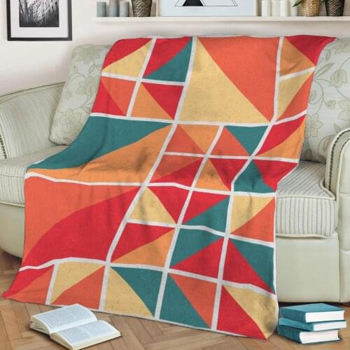 Abstract Geometric Pattern 3D Printed Velvet Plush Throw Fleece Blanket Bedspread Sherpa Blanket Home Decora