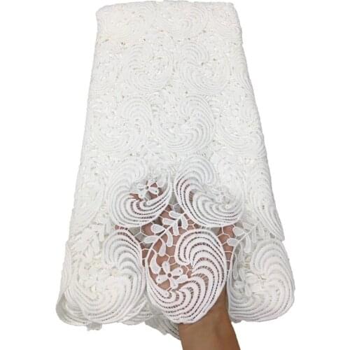 White African Guipure Cord Lace Fabric 2021 High Quality Lace Nigerian Water Soluble Lace Fabrics Embroidery for Party VFM4918
