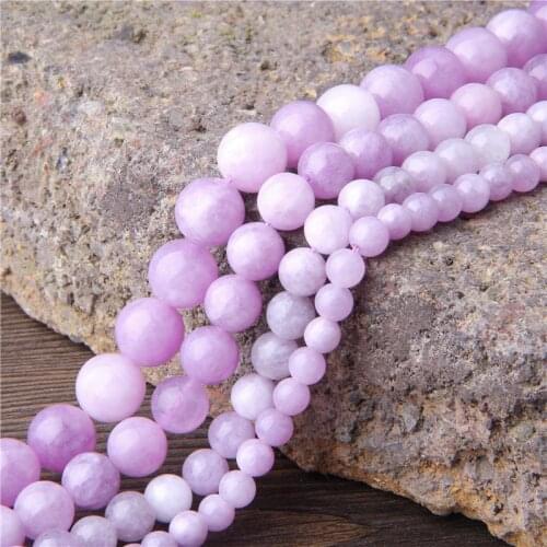 15.5" Natural Angelite Kunsite Beads 6 mm 8 mm 10 mm 12 mm Purple Polished Chalcedony Jad Beads For DIY Making Jewelry Bracelet