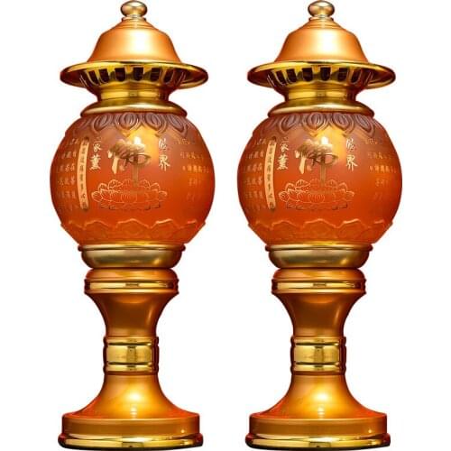 Colored Glaze Lotus Lamp Lamp for Buddha Worship Led Colorful Plug-in Buddha Worshiping Lamp Buddha Front Lantern Guanyin