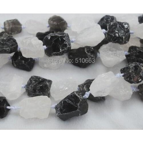 15.5" Length/1 string, Nature Rough White Crystal Smokyy Quartz Stone,Luxury Necklace,Charming Christmas Gift,Size: 30-40mm