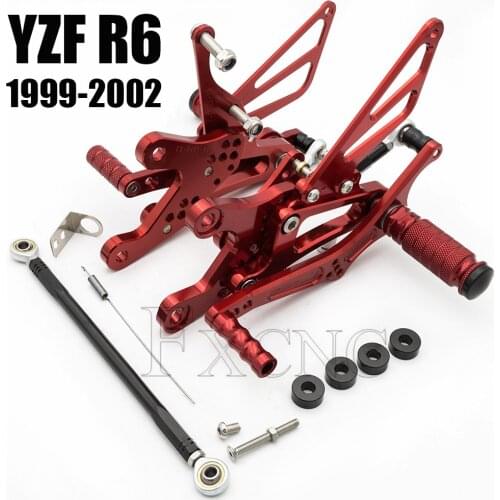 For Yamaha YZF-R6 YZF R6 1999 2000 2001 2002 CNC Aluminum Motorcycle Adjustable Rearset Rear Set Foot Pegs Pedal Footrest