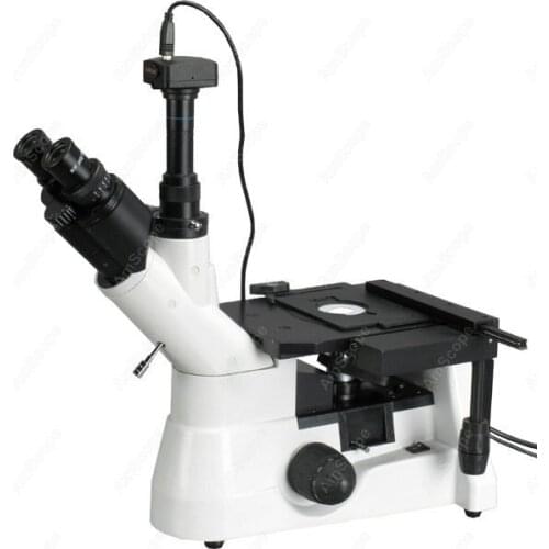 Inverted Microscope-AmScope Supplies 40X-800X Polarizing Metallurgical Inverted Microscope + 8MP Camera