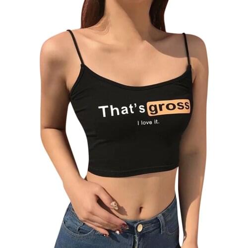 2021 Summer Crop Top Women Sexy Letter Print Overlap Cross Sling Crop Tank Top Vest Camisole Girl Streetwear Top Female Vest