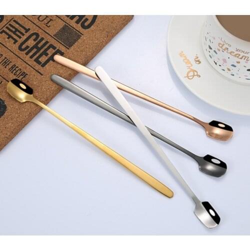 Hot Stainless Steel Ice Spoon Long Handle Fruit Coffee Stirring Dessert Spoon Honey Small Spoon Tableware