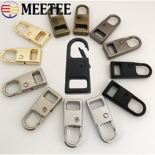 Meetee 10pcs 11X27mm Metal Spring Zipper Puller for Zipper Slider 3#/5#/8#/10# Zipper Pulls DIY Sewing Instant Repair Kits