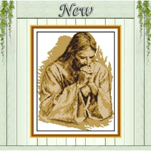 The praying Jesus Christian DIY Paintings 11CT DMC Counted print on Canvas 14CT NKF Cross Stitch Embroidery Sets Needlework kits