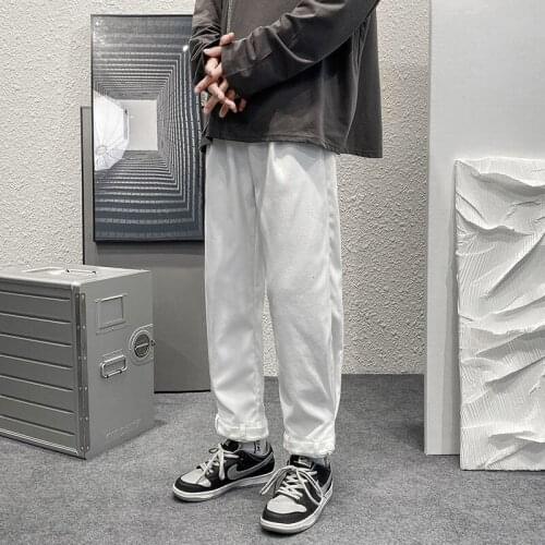 2021 Mens Solid Color Black/white Cargo Casual Pants Loose Fashion Trend Streetwear Elastic Waist Trousers Big Size M-5XL