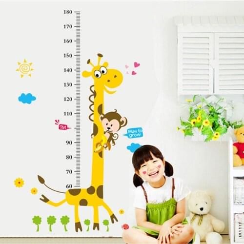 Measure Height Wall Stickers Cartoon Giraffe Pig of Kindergarten Childrens Room Chart Ruler Environmental Protection Home Decor