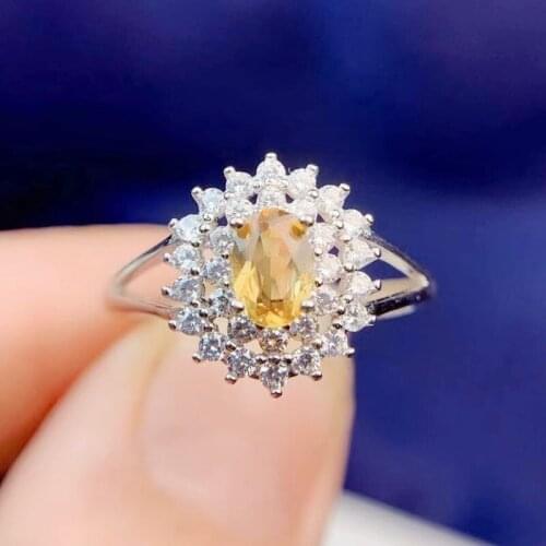 Natural real citrine or peridot or topaz luxury ring Per jewelry 925 sterling silver 5*7mm 1.1ct gemstone Fine jewelry T21476