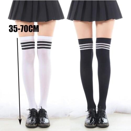 35-70CM Fashion Sexy Knee High Socks Women Kawaii Striped Thigh High Woman Compression Girls Long Socks Female Over Knee Socks