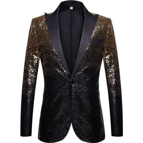 New Full Sequins Series Men Gold Red Black Sequins Slim Fit Blazers Night Club Singers Sequin Suit Jacket Party Wear 10 Color