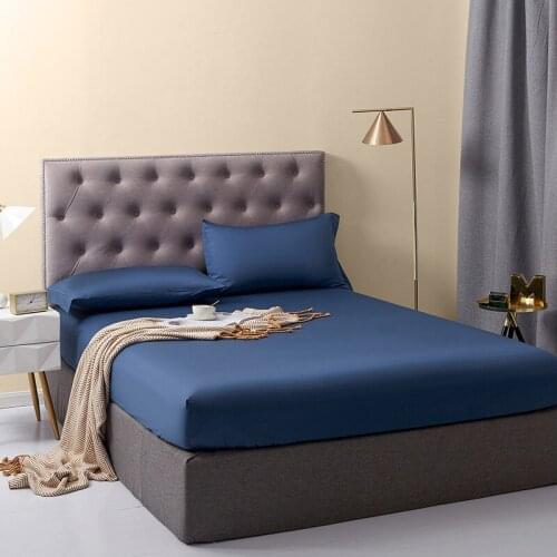 Solid Color Pure Cotton Bedding Bed Cover Fitted Sheet Mattress With Elastic Double Queen Size Bedsheet