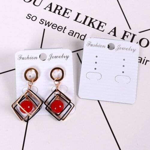 Wholesale Free Shipping 200pcs/lot 4.5x5cm White Paper PVC Earring Card Hanging Tags ACCEPT Custom ORDER will add cost extra