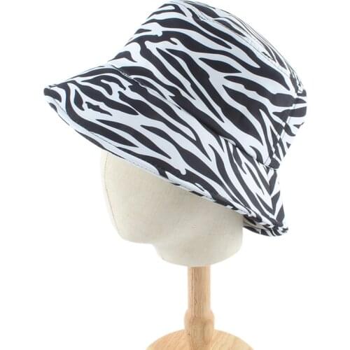 New Fashion Spring Summer Black White Zebra And Cow Print Bucket Hat Panama Fisherman Hat For Women Men bob Hip Hop Cap