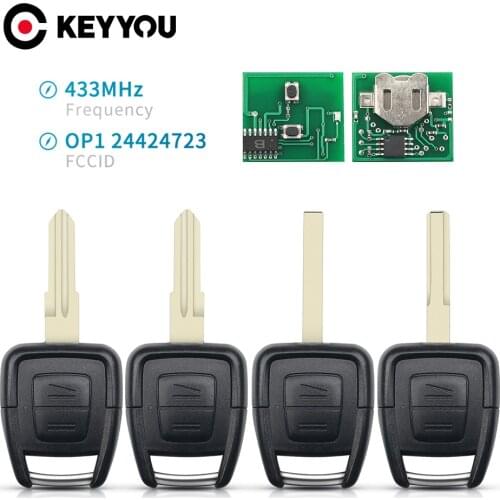 KEYYOU OP1 2 Button Remote Key FOB ID40 Chip For Vauxhall Opel Astra Vectra Zafira 433.92MHz Uncut HU43/HU100/YM28/HU46 Blade