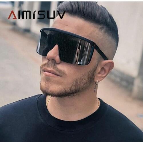 AIMISUV Oversize Sunglasses Men Windproof Anti Glare Rimless Mirror Lens Outdoor Driving Fishing Sun Glasses Women Fashion 2021