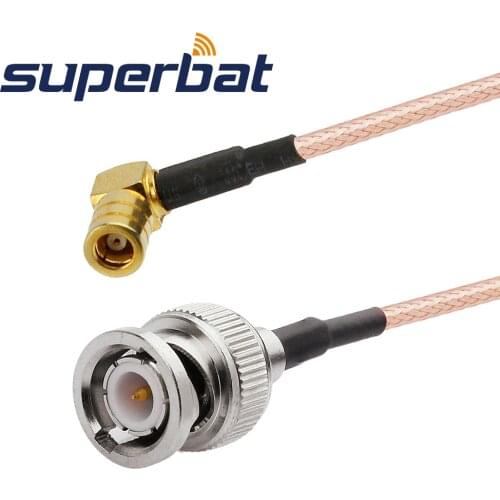 Superbat SMB Male Plug Right Angle to BNC Male Straight Pigtail Cable RG316 20cm RF Coaxial Cable