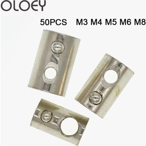 T Sot 50pcs Thread M3 M4 M5 M6 M8 Roll T Slot Nut Half Round Elasticity Spring Fasten Nuts For 4040 Series Aluminum Profile