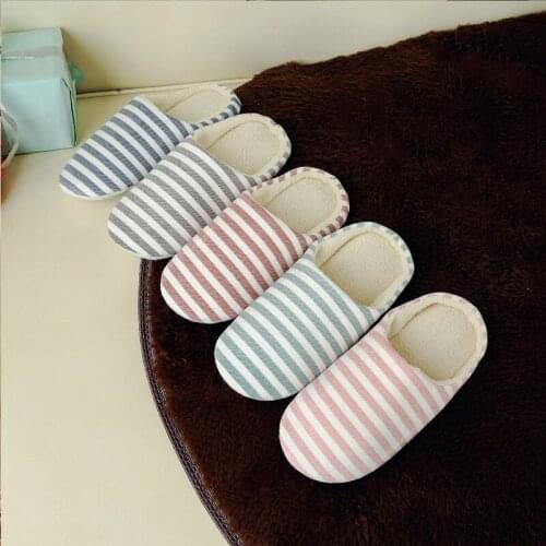Autumn Winter Slippers for Women Plush Striped Home Shoes Lovers Floor Soft Slippers Warm Indoor Shoes Pantuflas Men Shoes Woman