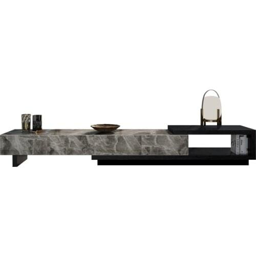 Telescopic light rock board TV cabinet Venus gray coffee table combination Nordic minimalist light luxury floor cabinet