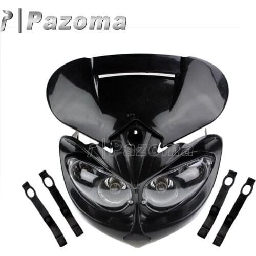 Pazoma Black Dirt Bikes Universal Headlight Motorcycle Dual Sport Headlamp Supermoto for Suzuki GSXR600 GSXR750 2004 2005