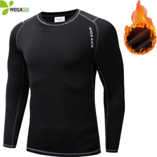 WOSAWE Winter Thermal Fleece Cycling Base Layer Bike Bicycle Clothing Sports Shirts Long Johns Sportswear Compression Underwear