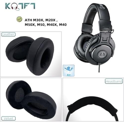 KQTFT 1 set of Replacement Headband EarPads for ATH M50X, M50, M40X, M40, M30X, M20X Bumper Earmuff Cover Cushion Cups