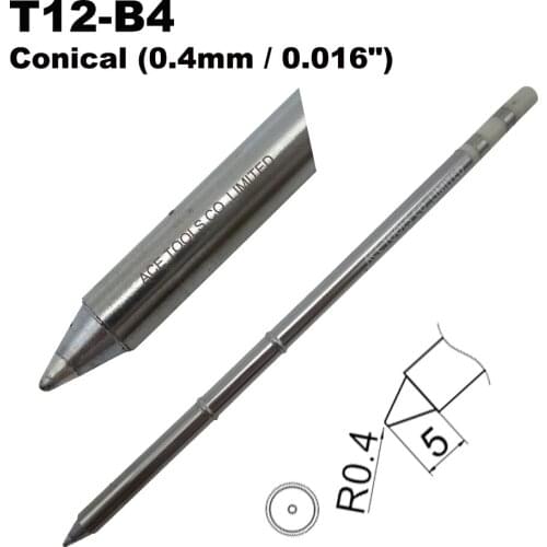 10 PCS T12-B4 Conical 0.4mm Soldering Tip for HAKKO FX-951 FX-950 FX-952 FX-9501 FM-2028 FM2027 Handle Iron Pencil Replacement