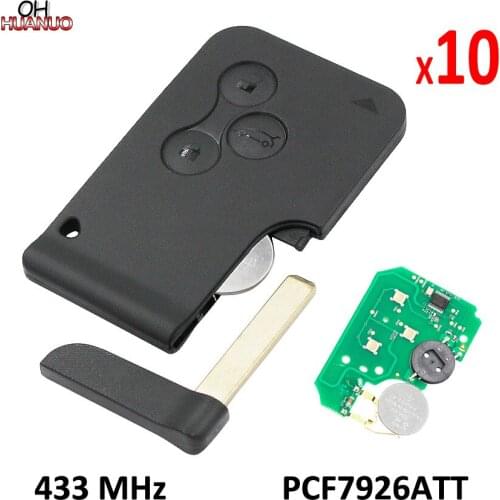 10pcs/lot, 3 Buttons Remote Key 433 MHz PCF7947 Chip ID46 for RENAULT Megane Scenic 2003-2008 Smart Card Fob