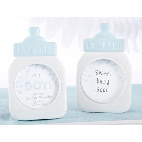 25 Pcs/Lot) Newborn baby decoration gift Its a Boy ! Classic Blue Baby Bottle Frame For baby souvenirs and Baby birthday gift